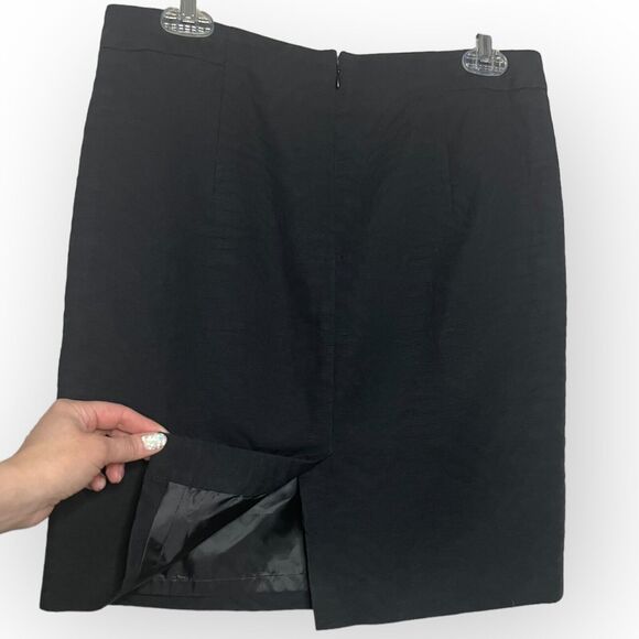 Ann Taylor Petite Black Textured Cotton Jacquard Pencil Mini Skirt Size 6P - Picture 10 of 14